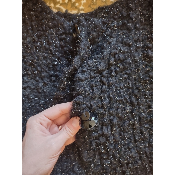 Vintage Anthropologie Knitted & Knotted Black Fuzzy Cardigan - Picture 4 of 6